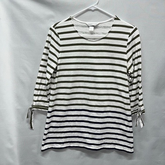 Christopher & Banks Tops - Chic Nautical Christopher & Banks Green & Blue Striped Long Sleeve Top Size S